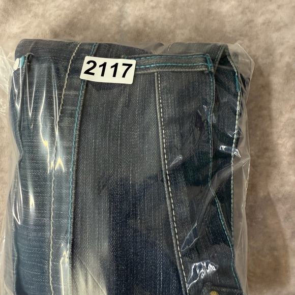 Vintage Y2K Enyce Denim Baggy Raw Hem Blue Logo Embroidered Jeans Men's Size 34‎ - Picture 10 of 10